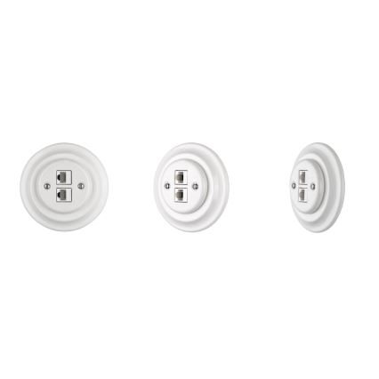 Bohemia-Design - Πορσελάνινη ρετρό υποδοχή Ethernet χωρίς πλαίσιο 2x CAT.5E λευκή