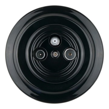 Bohemia-Design - Πορσελάνινη ρετρό πρίζα TV/SAT-W με πλαίσιο, μαύρη