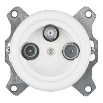 Bohemia-Design - Πορσελάνινη ρετρό πρίζα TV/SAT-W χωρίς πλαίσιο, λευκή