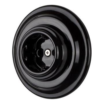 Bohemia-Design - Πορσελάνινη ρετρό πρίζα τοίχου με πλαίσιο SCHUKO 250V/16A μαύρη