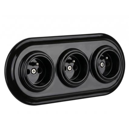 Bohemia-Design - Πορσελάνινη ρετρό τριπλή κορνίζα μαύρη