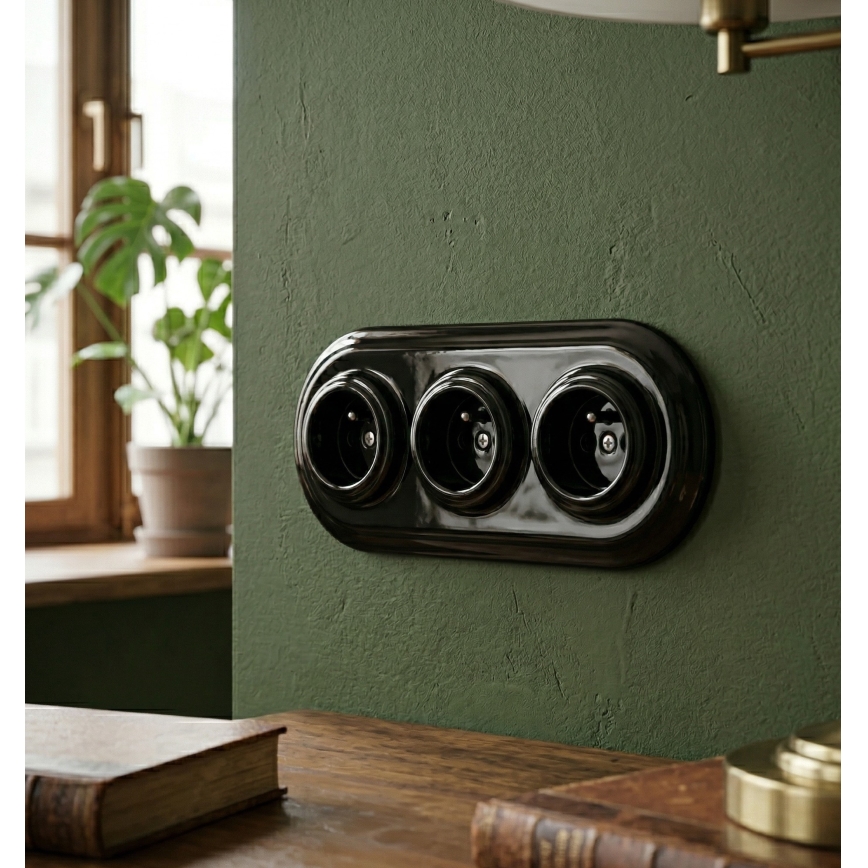 Bohemia-Design - Πορσελάνινη ρετρό τριπλή κορνίζα μαύρη