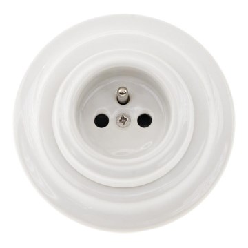 Bohemia-Design - Πορσελάνινη ρετρό οικιακή πρίζα με πλαίσιο 250V/16A λευκή