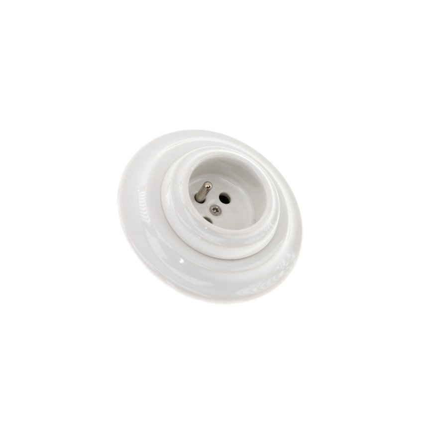 Bohemia-Design - Πορσελάνινη ρετρό οικιακή πρίζα με πλαίσιο 250V/16A λευκή