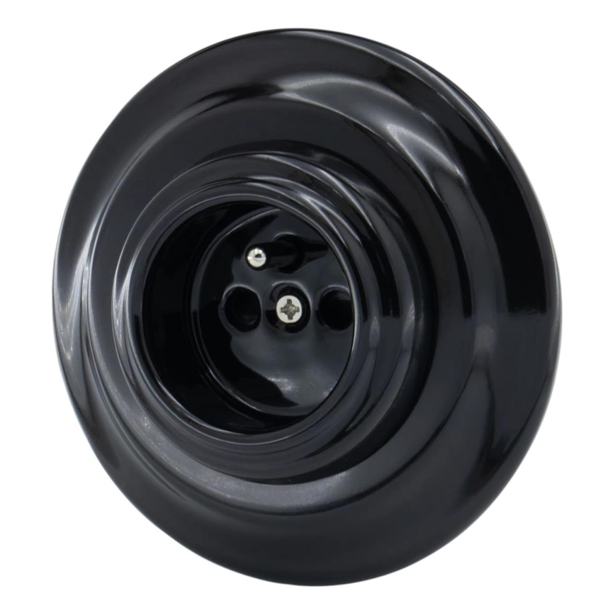 Bohemia-Design - Πορσελάνινη ρετρό οικιακή πρίζα με πλαίσιο 250V/16A μαύρη