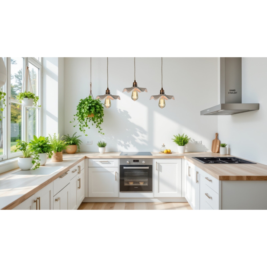 Bohemia-Design - Πορσελάνινο μονόφωτο κρεμαστό φωτιστικό με καλώδιο, 1xE27/60W/230V