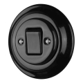 Bohemia-Design - Πορσελάνινος ρετρό σταυροδιακόπτης με πλαίσιο αρ. 7 μαύρος