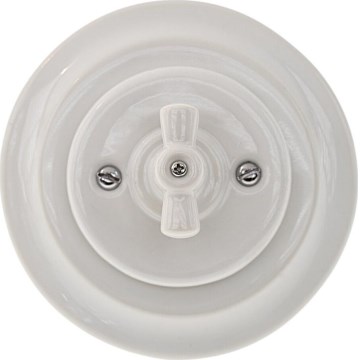 Bohemia-Design - Πορσελάνινος ρετρό περιστρεφόμενος διακόπτης με πλαίσιο αρ. 5, λευκό