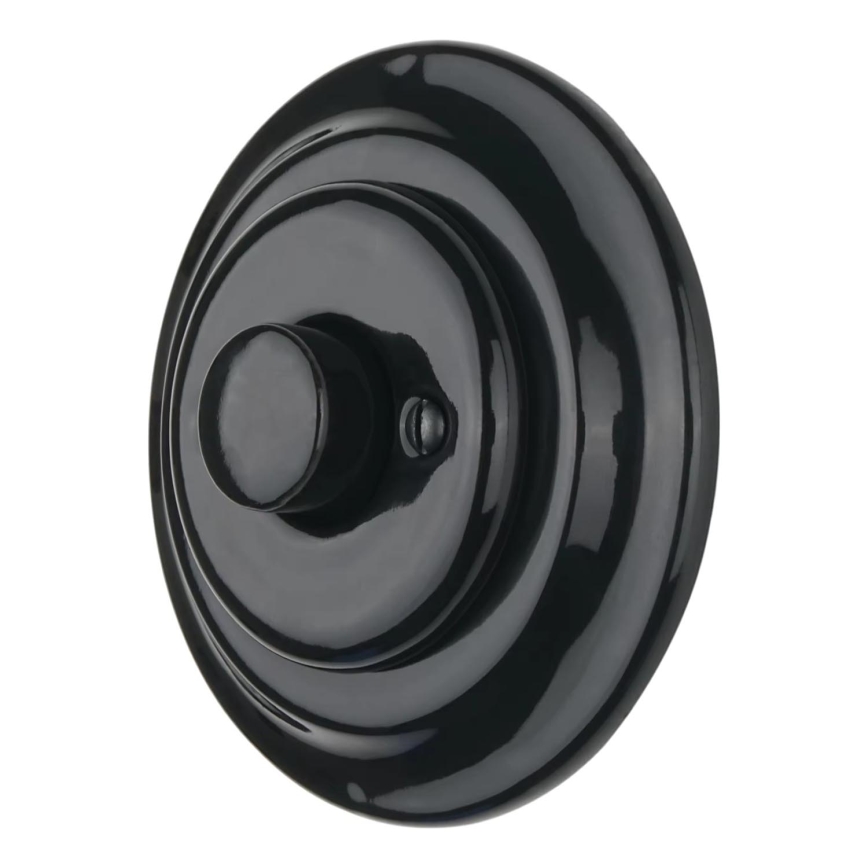 Bohemia-Design - Πορσελάνινος ρετρό περιστροφικός ρυθμιστής φωτεινότητας με πλαίσιο, 250V/10A, μαύρος