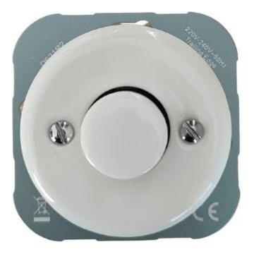 Bohemia-Design - Πορσελάνινος ρετρό ρυθμιστής φωτισμού χωρίς πλαίσιο 250V/10A λευκός