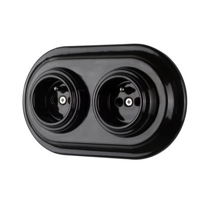 Bohemia-Design - Διπλή ρετρό πορσελάνινη κορνίζα, μαύρη