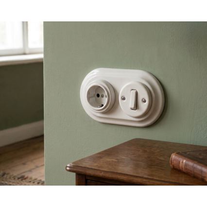 Bohemia-Design - Διπλό ρετρό πορσελάνινο πλαίσιο, λευκό