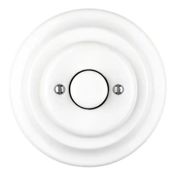 Bohemia-Design - Πορσελάνινος ρετρό περιστροφικός ροοστάτης με πλαίσιο 250V/10A λευκός