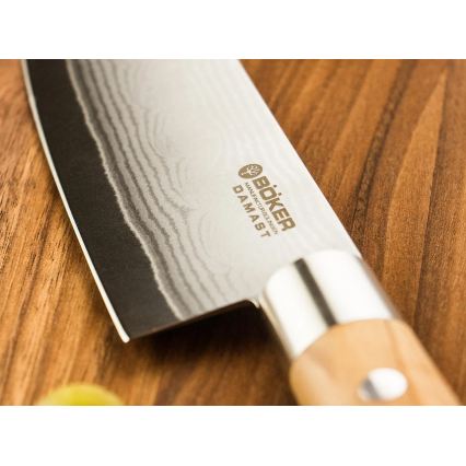 Böker - Δαμασκηνό μαχαίρι κουζίνας DAMAST OLIVE 21,2 cm με λαβή από ξύλο ελιάς