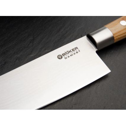 Böker - Δαμασκηνό μαχαίρι κουζίνας DAMAST OLIVE 21,2 cm με λαβή από ξύλο ελιάς