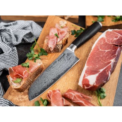 Böker - Δαμασκηνό μαχαίρι κουζίνας santoku DAMAST 16,5 cm δρυς