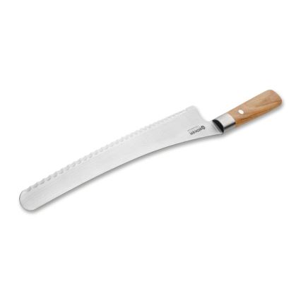 Böker - Δαμασκηνό μαχαίρι για ψωμί DAMAST OLIVE 23,5 cm, λαβή από ξύλο ελιάς