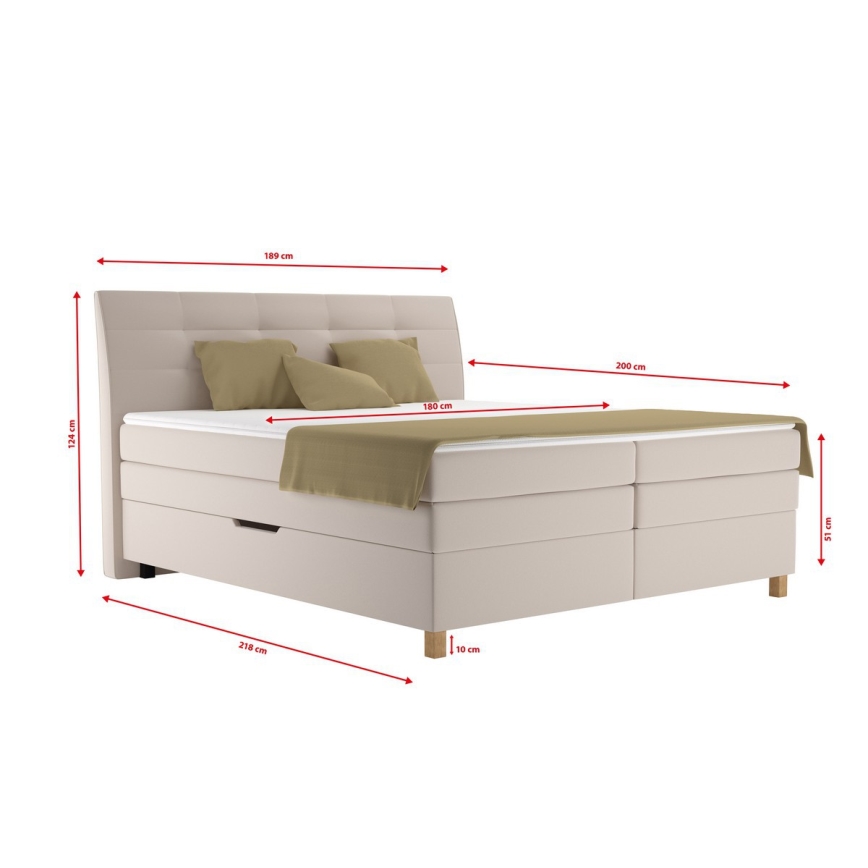 Boxspring κρεβάτι με στρώμα BEA 180x200 cm μπεζ