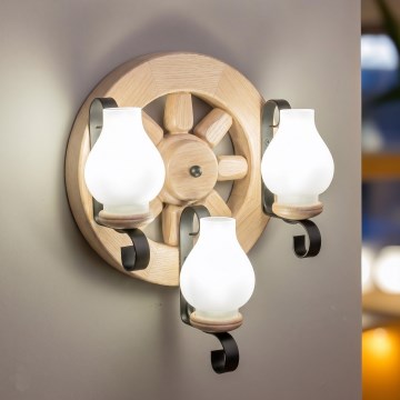 Brilagi - Απλίκα ROATA APLICA 3xE14/40W/230V σε απόχρωση βελανιδιάς