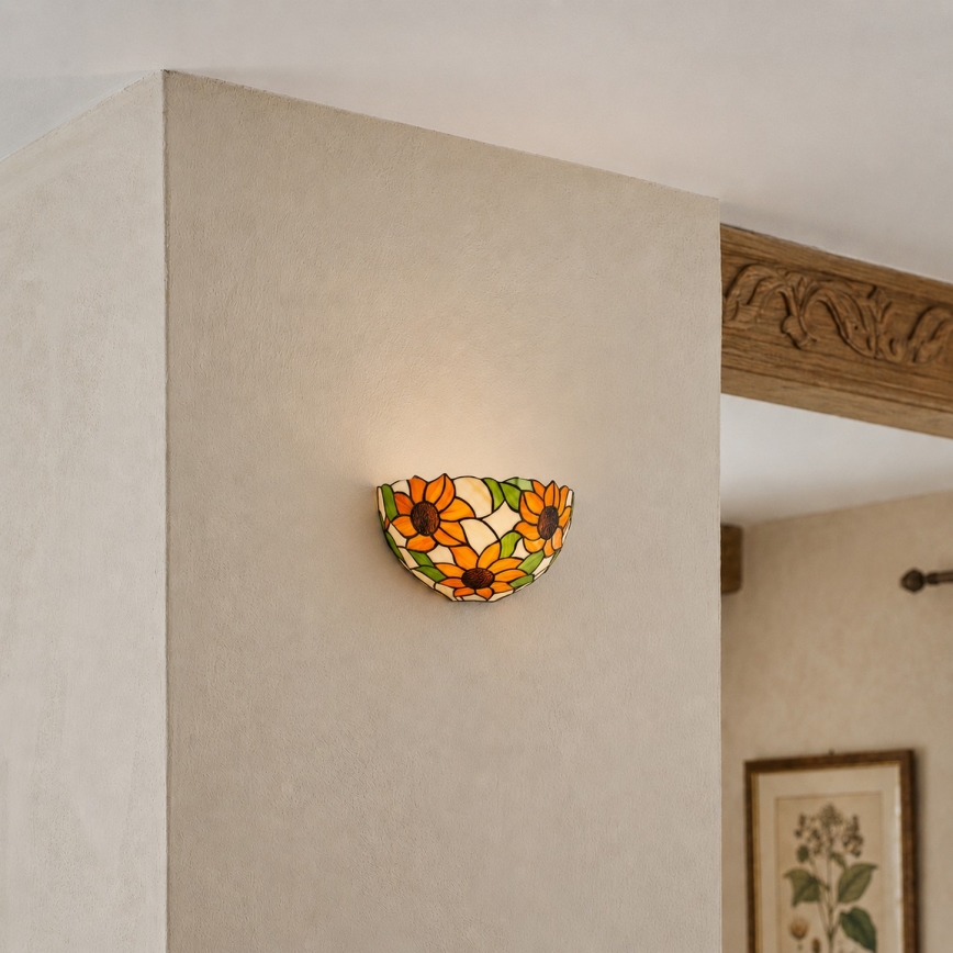 Brilagi - Απλίκα Tiffany με βιτρό SUNFLOWER 1xE14/40W/230V