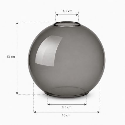 Brilagi - Ανταλλακτικό γυαλί για πολυέλαιο DIOR E27 Ø 15 cm, καπνιστό γκρι