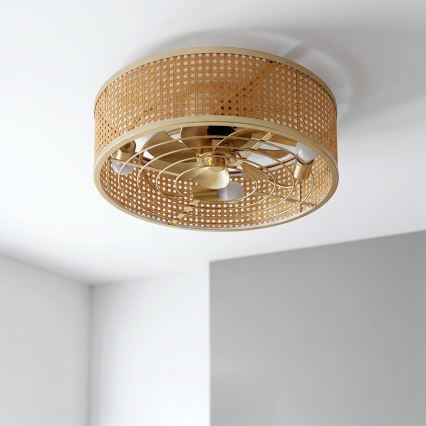 Brilagi - Ανεμιστήρας οροφής 4xE27/40W/230V διάμετρος 50 εκ. μπαμπού + τηλεχειριστήριο