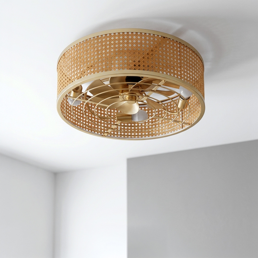 Brilagi - Ανεμιστήρας οροφής 4xE27/40W/230V διάμετρος 50 εκ. μπαμπού + τηλεχειριστήριο