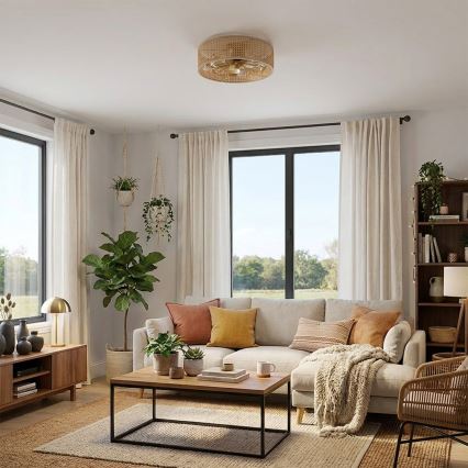 Brilagi - Ανεμιστήρας οροφής 4xE27/40W/230V διάμετρος 50 εκ. μπαμπού + τηλεχειριστήριο