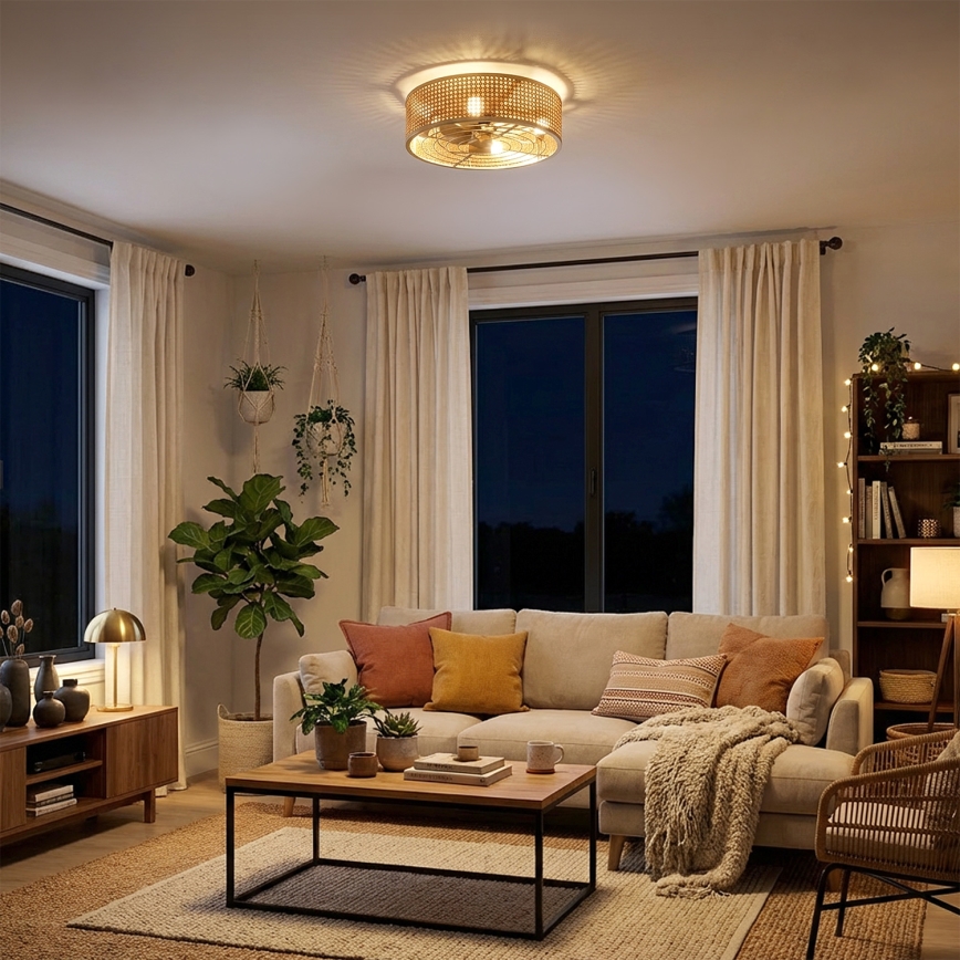Brilagi - Ανεμιστήρας οροφής 4xE27/40W/230V διάμετρος 50 εκ. μπαμπού + τηλεχειριστήριο