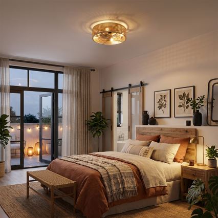 Brilagi - Ανεμιστήρας οροφής 4xE27/40W/230V διάμετρος 50 εκ. μπαμπού + τηλεχειριστήριο