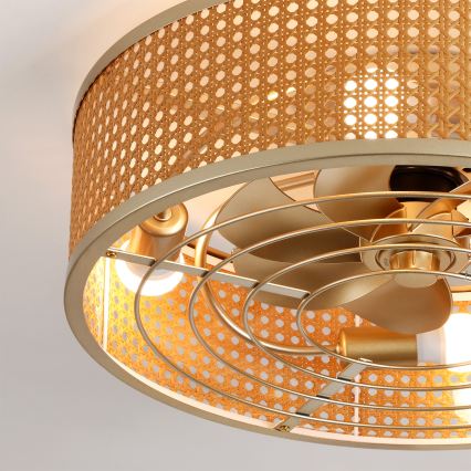 Brilagi - Ανεμιστήρας οροφής 4xE27/40W/230V διάμετρος 50 εκ. μπαμπού + τηλεχειριστήριο