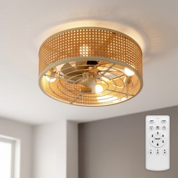 Brilagi - Ανεμιστήρας οροφής 4xE27/40W/230V διάμετρος 50 εκ. μπαμπού + τηλεχειριστήριο