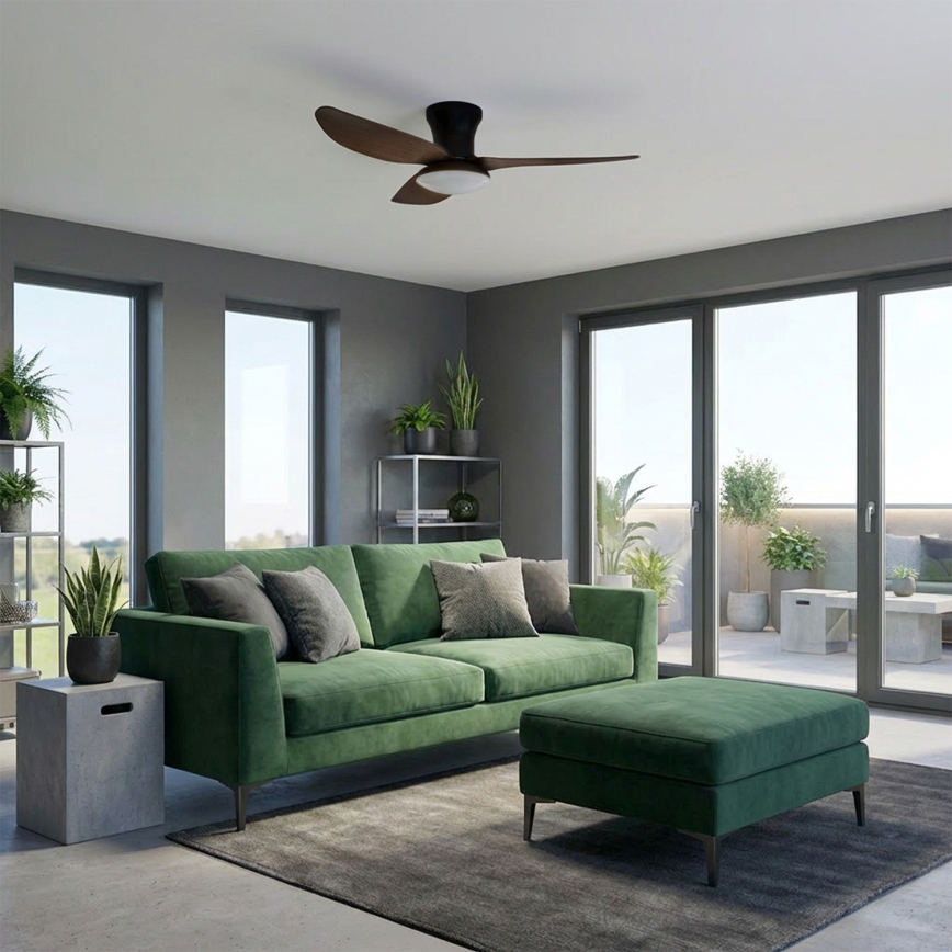 Brilagi - Ρυθμιζόμενος ανεμιστήρας οροφής LED/38W/230V 100 cm μαύρο/καφέ + τηλεχειριστήριο