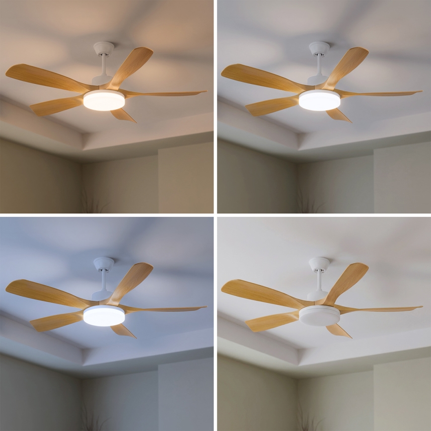 Brilagi - Ρυθμιζόμενος ανεμιστήρας οροφής με LED/34W/230V 132 cm λευκό/καφέ + τηλεχειριστήριο