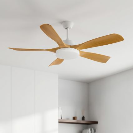 Brilagi - Ρυθμιζόμενος ανεμιστήρας οροφής με LED/34W/230V 132 cm λευκό/καφέ + τηλεχειριστήριο