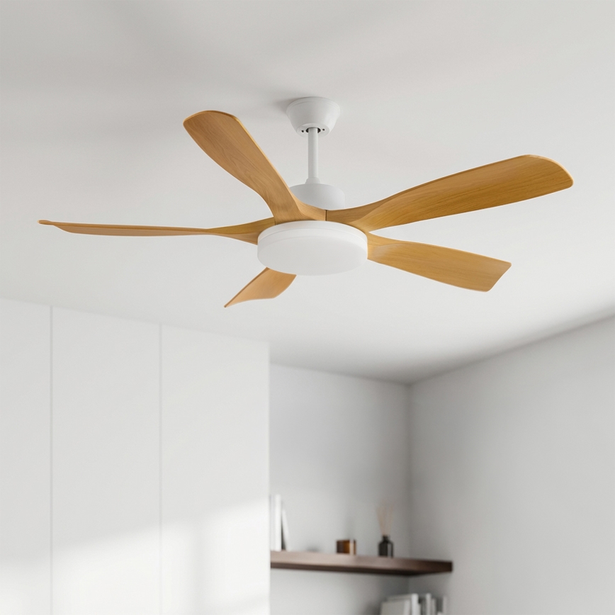Brilagi - Ρυθμιζόμενος ανεμιστήρας οροφής με LED/34W/230V 132 cm λευκό/καφέ + τηλεχειριστήριο