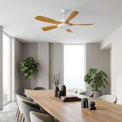 Brilagi - Ρυθμιζόμενος ανεμιστήρας οροφής με LED/34W/230V 132 cm λευκό/καφέ + τηλεχειριστήριο