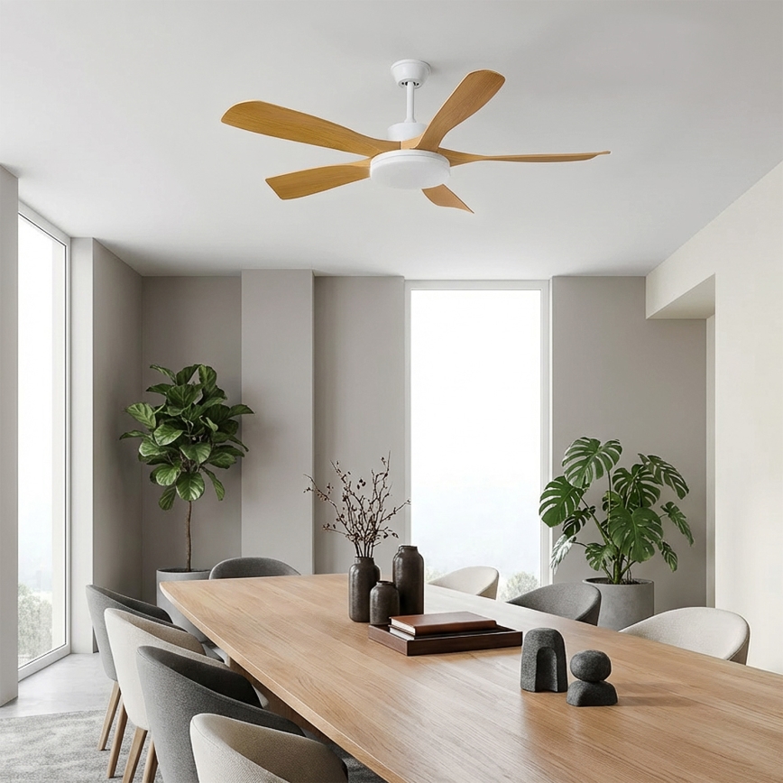 Brilagi - Ρυθμιζόμενος ανεμιστήρας οροφής με LED/34W/230V 132 cm λευκό/καφέ + τηλεχειριστήριο