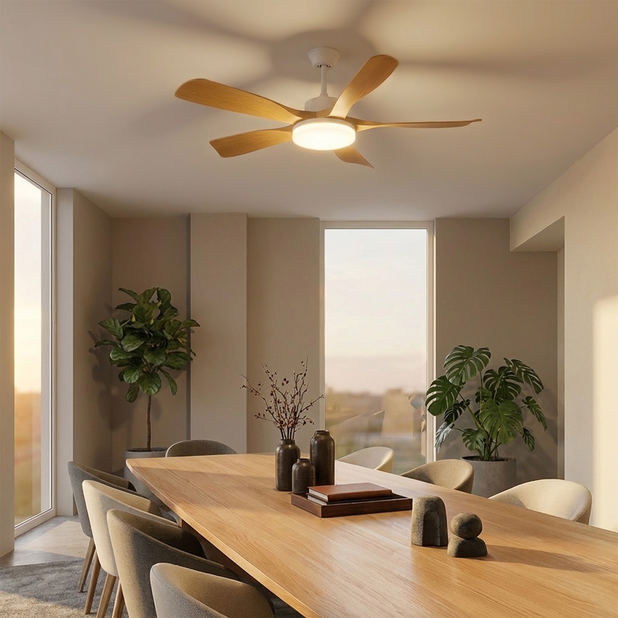 Brilagi - Ρυθμιζόμενος ανεμιστήρας οροφής με LED/34W/230V 132 cm λευκό/καφέ + τηλεχειριστήριο