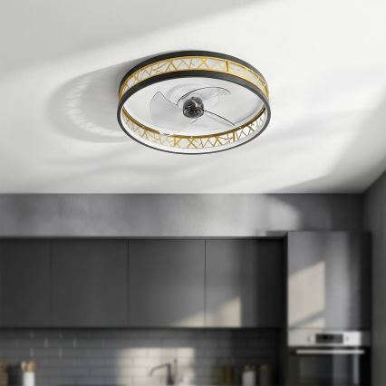 Brilagi - Ρυθμιζόμενος ανεμιστήρας οροφής με LED/34W/230V 50 cm μαύρος/χρυσός + τηλεχειριστήριο