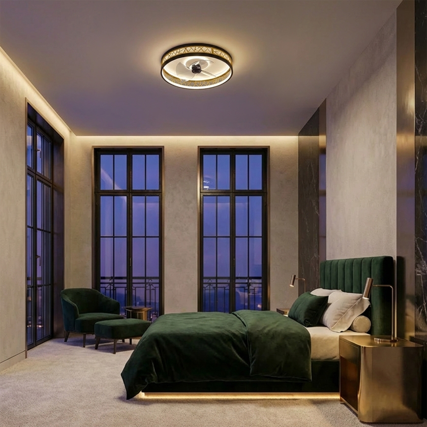 Brilagi - Ρυθμιζόμενος ανεμιστήρας οροφής με LED/34W/230V 50 cm μαύρος/χρυσός + τηλεχειριστήριο