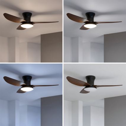 Brilagi - Ρυθμιζόμενος ανεμιστήρας οροφής LED/38W/230V 3000-6500K Ø 100 cm μαύρο/καφέ + τηλεχειριστήριο