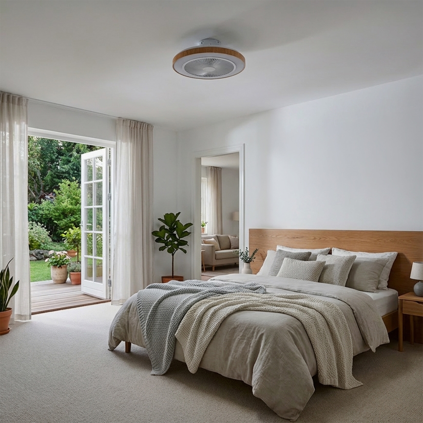 Brilagi - LED ανεμιστήρας οροφής με ρύθμιση φωτεινότητας LED/38W/230V 50 cm λευκό/καφέ + τηλεχειριστήριο