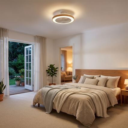 Brilagi - LED ανεμιστήρας οροφής με ρύθμιση φωτεινότητας LED/38W/230V 50 cm λευκό/καφέ + τηλεχειριστήριο