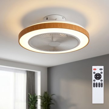 Brilagi - Ανεμιστήρας οροφής με LED και ρυθμιζόμενο φωτισμό/38W/230V 3000-6500K Ø 50 cm λευκό/καφέ + τηλεχειριστήριο