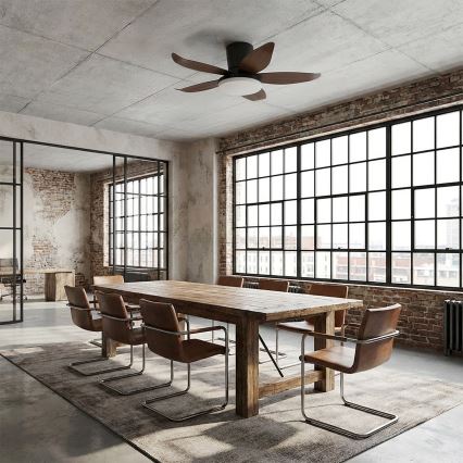 Brilagi - Ανεμιστήρας οροφής LED με ρύθμιση φωτεινότητας, 32W, 230V, 95 cm, μαύρο/καφέ + τηλεχειριστήριο