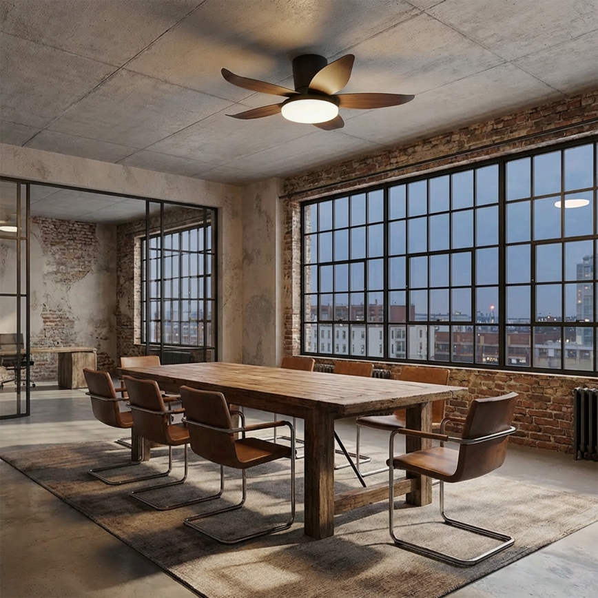 Brilagi - Ανεμιστήρας οροφής LED με ρύθμιση φωτεινότητας, 32W, 230V, 95 cm, μαύρο/καφέ + τηλεχειριστήριο