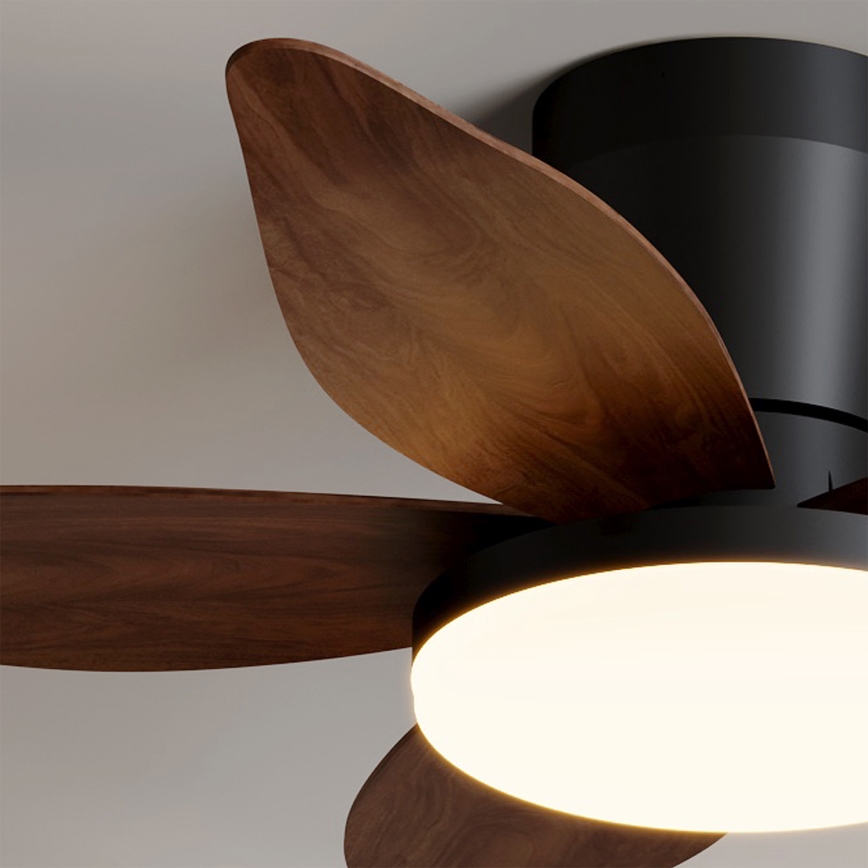 Brilagi - Ανεμιστήρας οροφής LED με ρύθμιση φωτεινότητας, 32W, 230V, 95 cm, μαύρο/καφέ + τηλεχειριστήριο