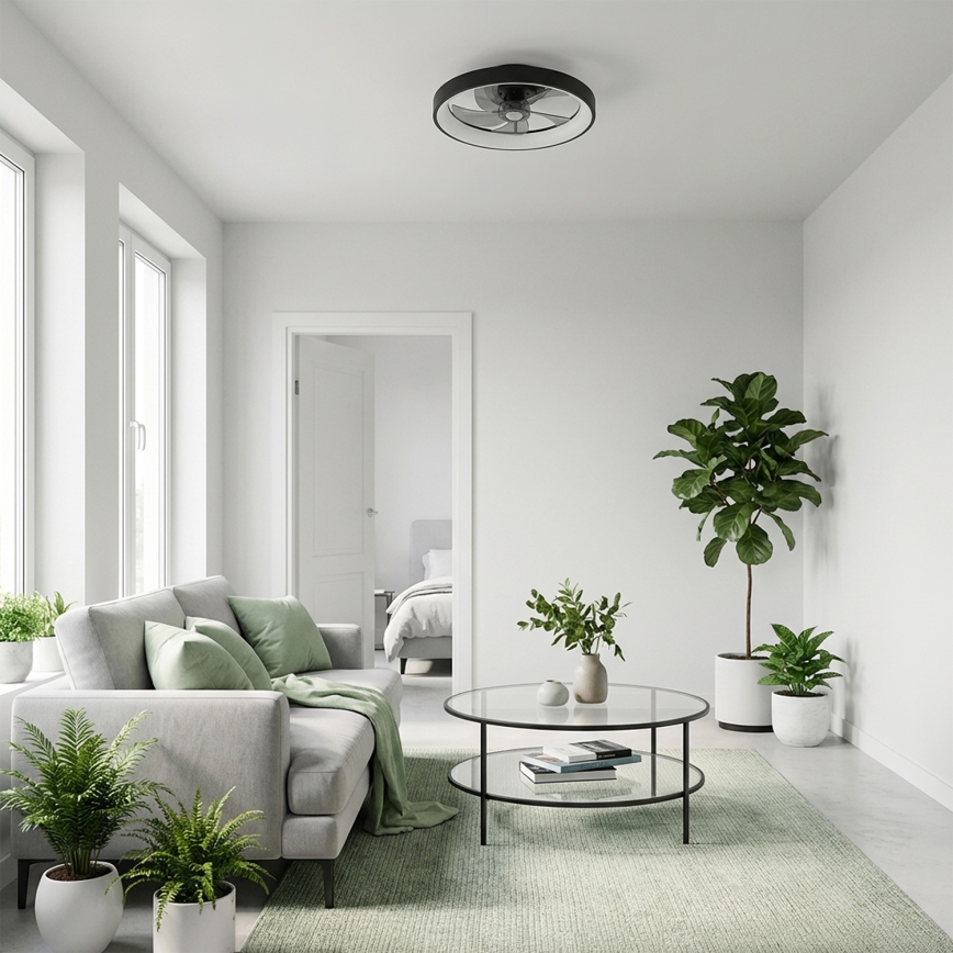 Brilagi - Ρυθμιζόμενος ανεμιστήρας οροφής LED/34W/230V Ø 50 cm μαύρος + τηλεχειριστήριο