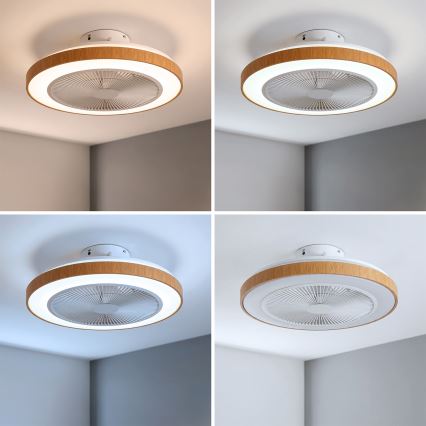 Brilagi - Ανεμιστήρας οροφής με LED και ρυθμιζόμενο φωτισμό/38W/230V 3000-6500K Ø 50 cm λευκό/καφέ + τηλεχειριστήριο